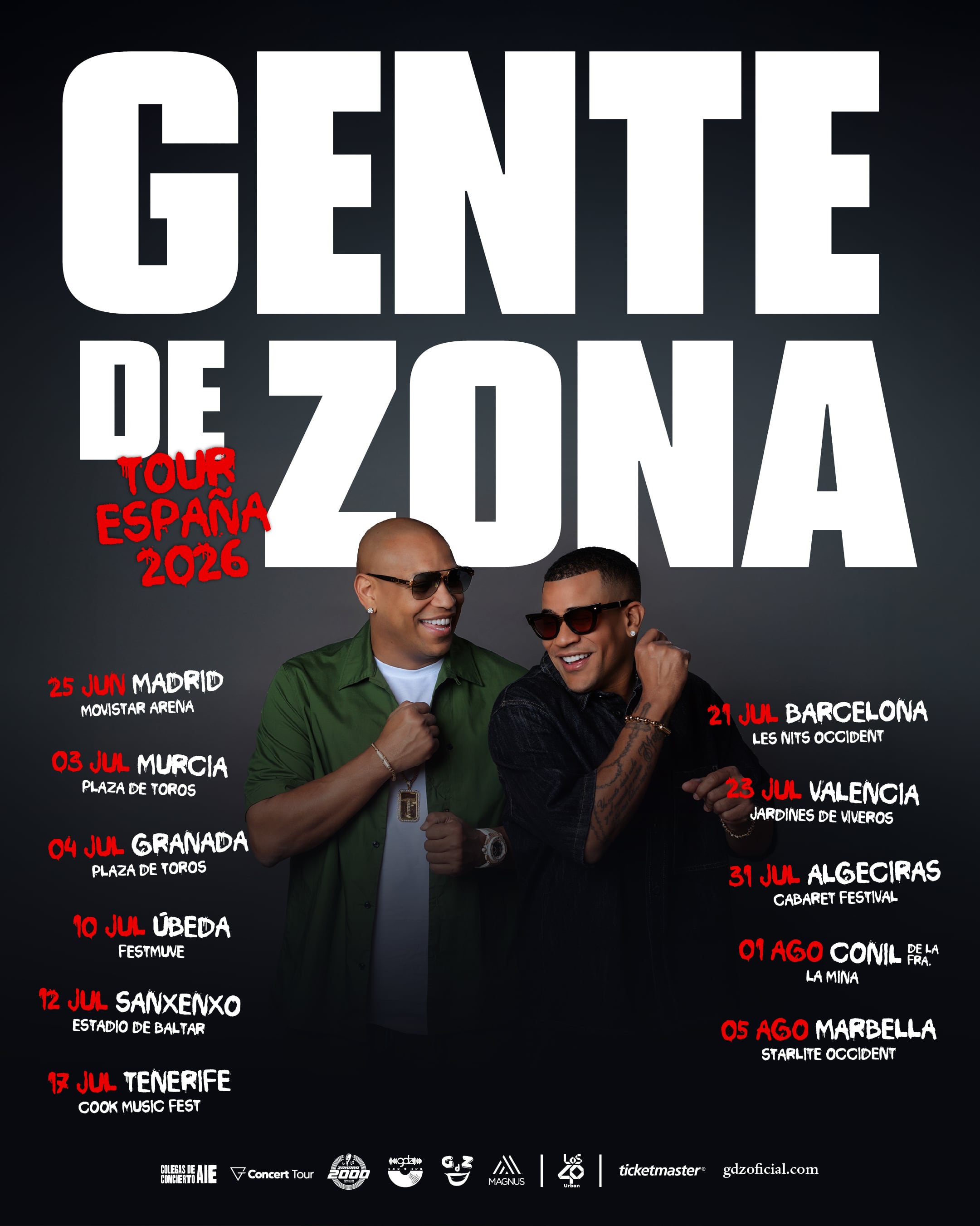 La gira de Gente de Zona por España arranca en junio de 2026 en Madrid.