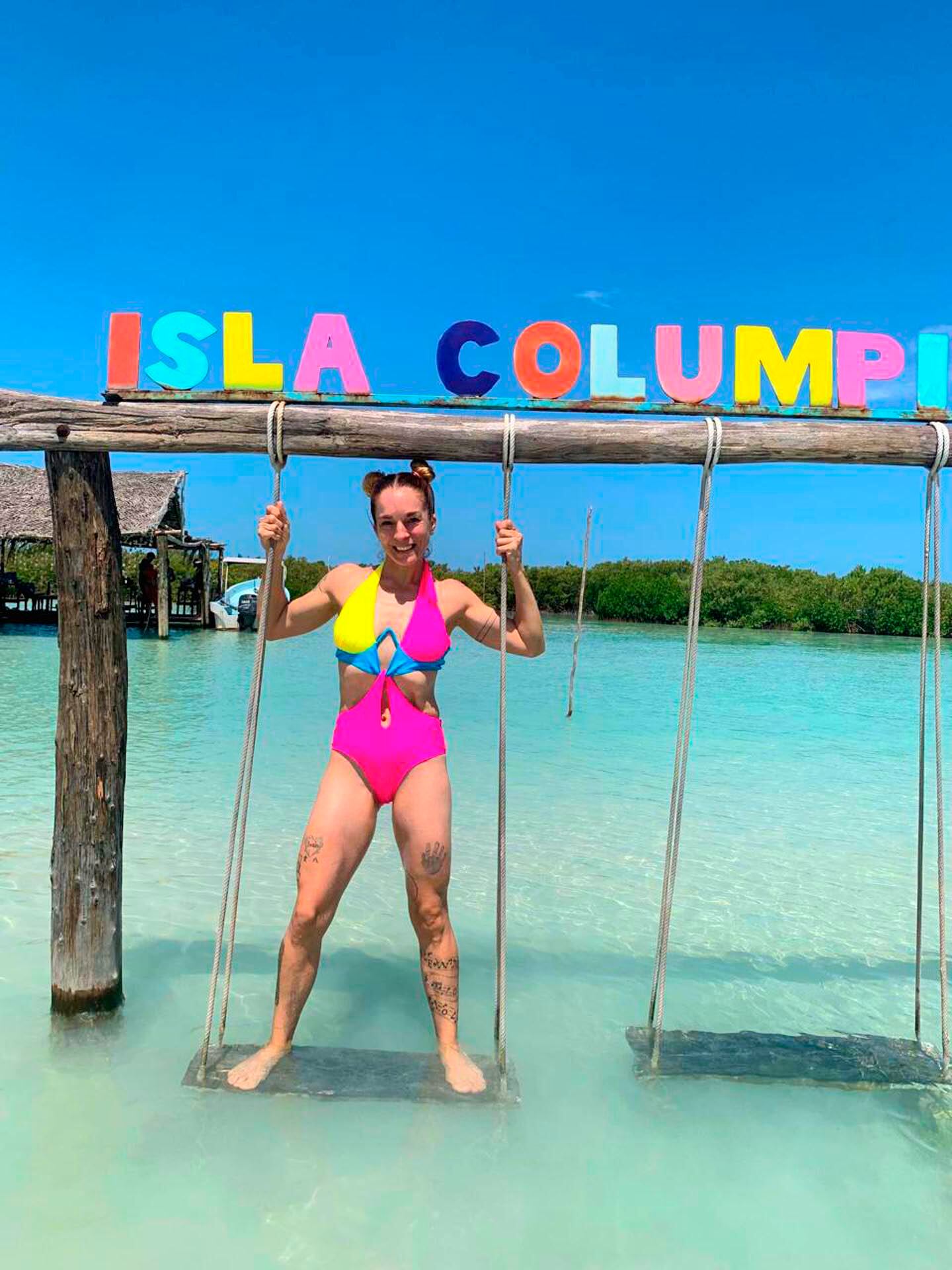 Romina visitó la Isla Columpios, en Yucatán, a unas dos horas de Cancún
