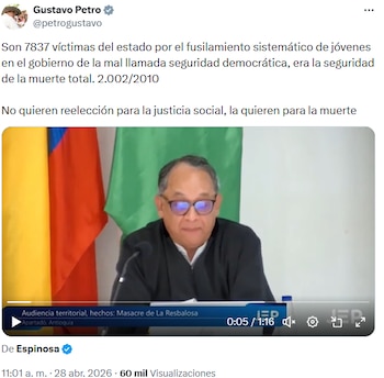 Gustavo Petro vinculó política de seguridad democrática con 7.837 ejecuciones extrajudiciales - crédito @petrogustavo/X