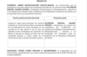 Procuraduría suspendió a embajador de Colombia en Brasil por interceder en temas políticos - crédito @ricarospina/X