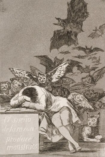 "El sueño de la razón produce monstruos", de Francisco de Goya, perteneciente a la serie de "Los caprichos", de 1799