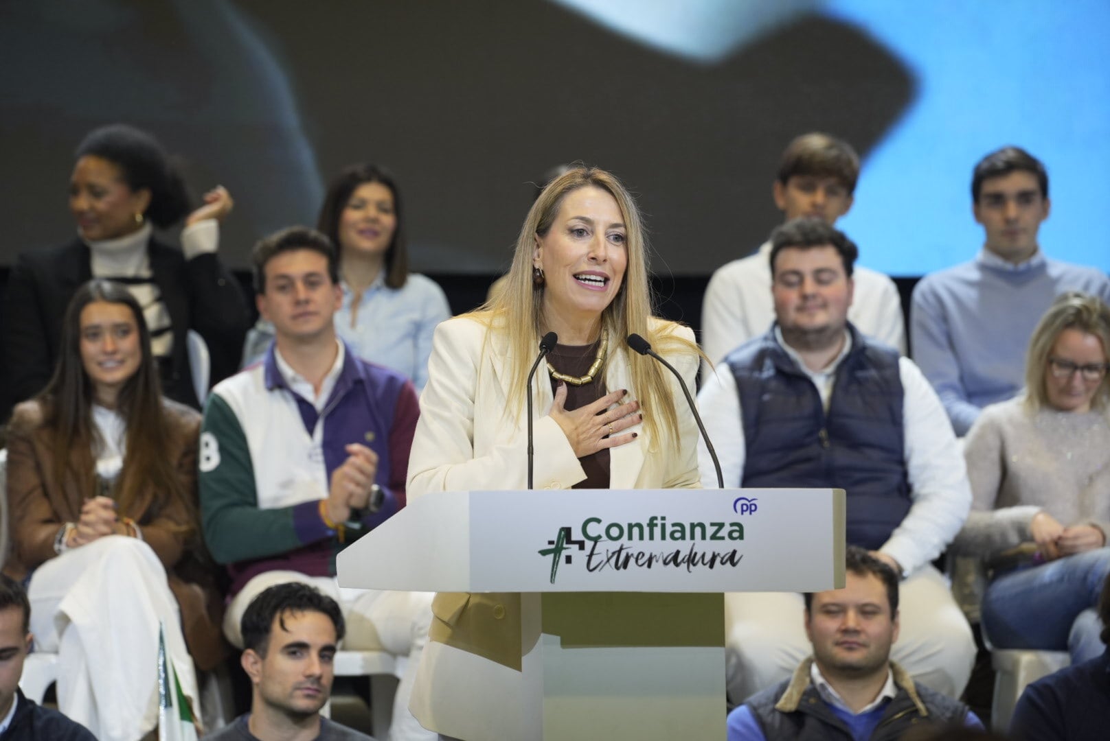 María Guardiola, presidenta de Extremadura y candidata del PP. (Carlos Criado/Europa Press)