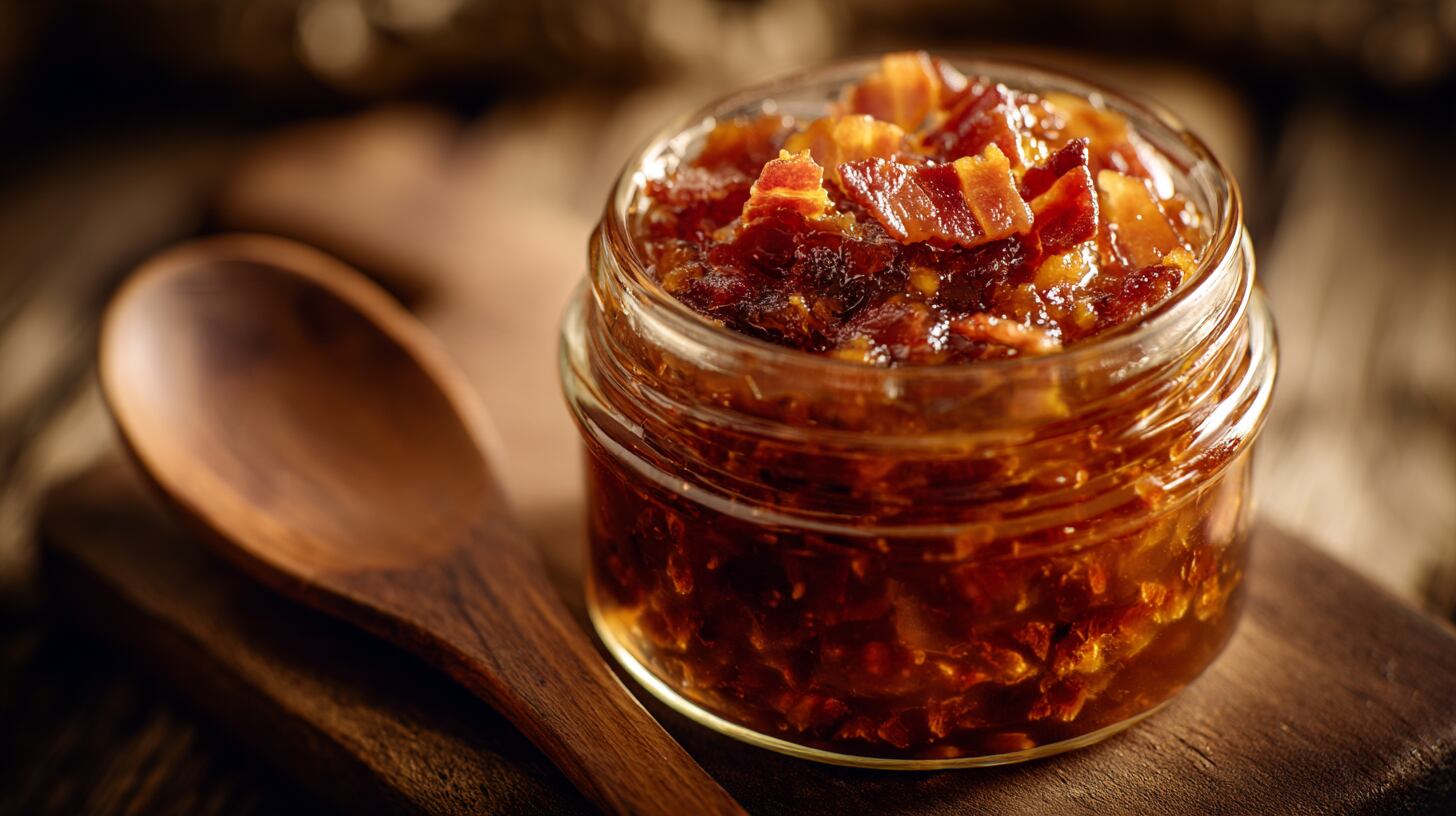Mermelada de tocino, una innovadora conserva que combina la textura crujiente de la panceta con la dulzura del caramelo, creando un untable único de sabor agridulce. - (Imagen Ilustrativa Infobae)