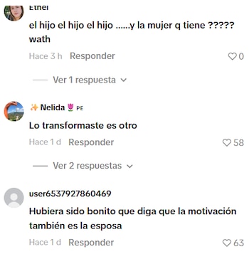 Captura de pantalla con tres comentarios de usuarios en una red social, acompañados de fotos de perfil y contadores de me gusta