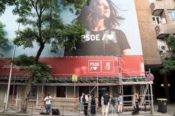 Fachada de la sede nacional del PSOE en Ferraz, a 27 de mayo de 2026 (Diego Radamés - Europa Press)