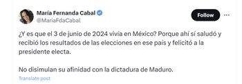 María Fernanda Cabal cuestionó postura
