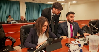Los representantes del MPF, Tanya Cid, Facundo Bernat, y Juan Narvaez