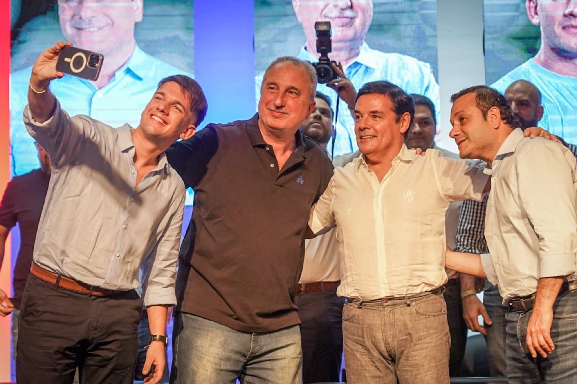 Lucas Romero, Hugo Passalacqua, Oscar Rovira y Carlos Herrera Ahuad en tiempos de unidad oficialista