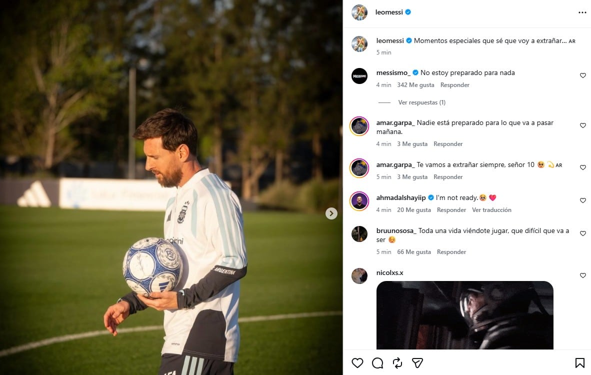 El mensaje especial que publicó Lionel Messi tras su última práctica con la selección argentina