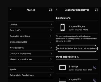 Desde el menú de ajustes