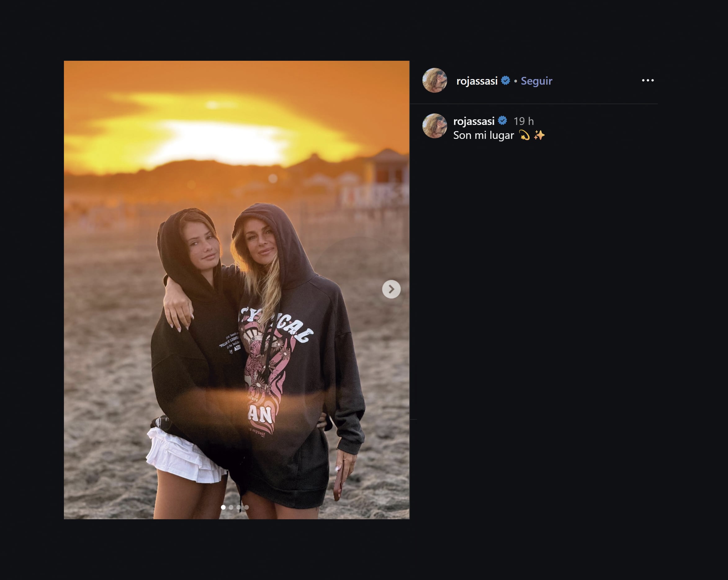 Sabrina junto a su hija mayor, Esperanza, en la playa (Instagram)