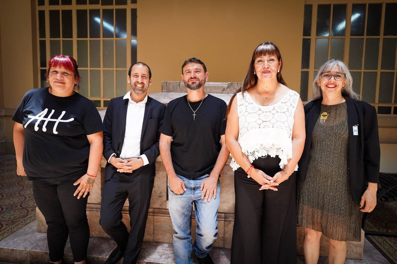 De izquierda a derecha, los diputados del Frente Patria Grande en Fuerza Patria: Natalia Zaracho, Itai Hagman, Juan Grabois, Fernanda Miño y Adriana Serquis