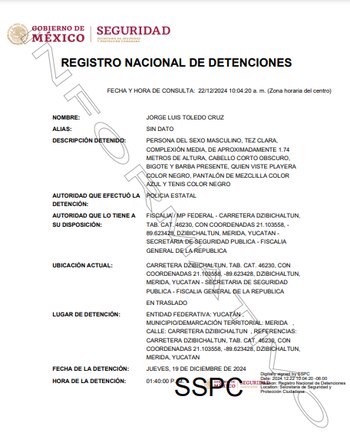 El Toledo fue detenido por