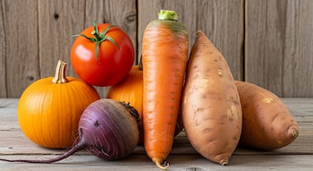 Las verduras coloridas como zanahoria,