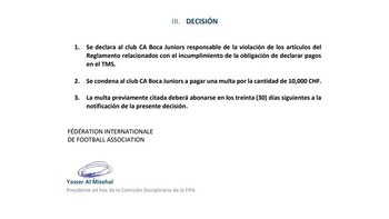 El comunicado con la decisión