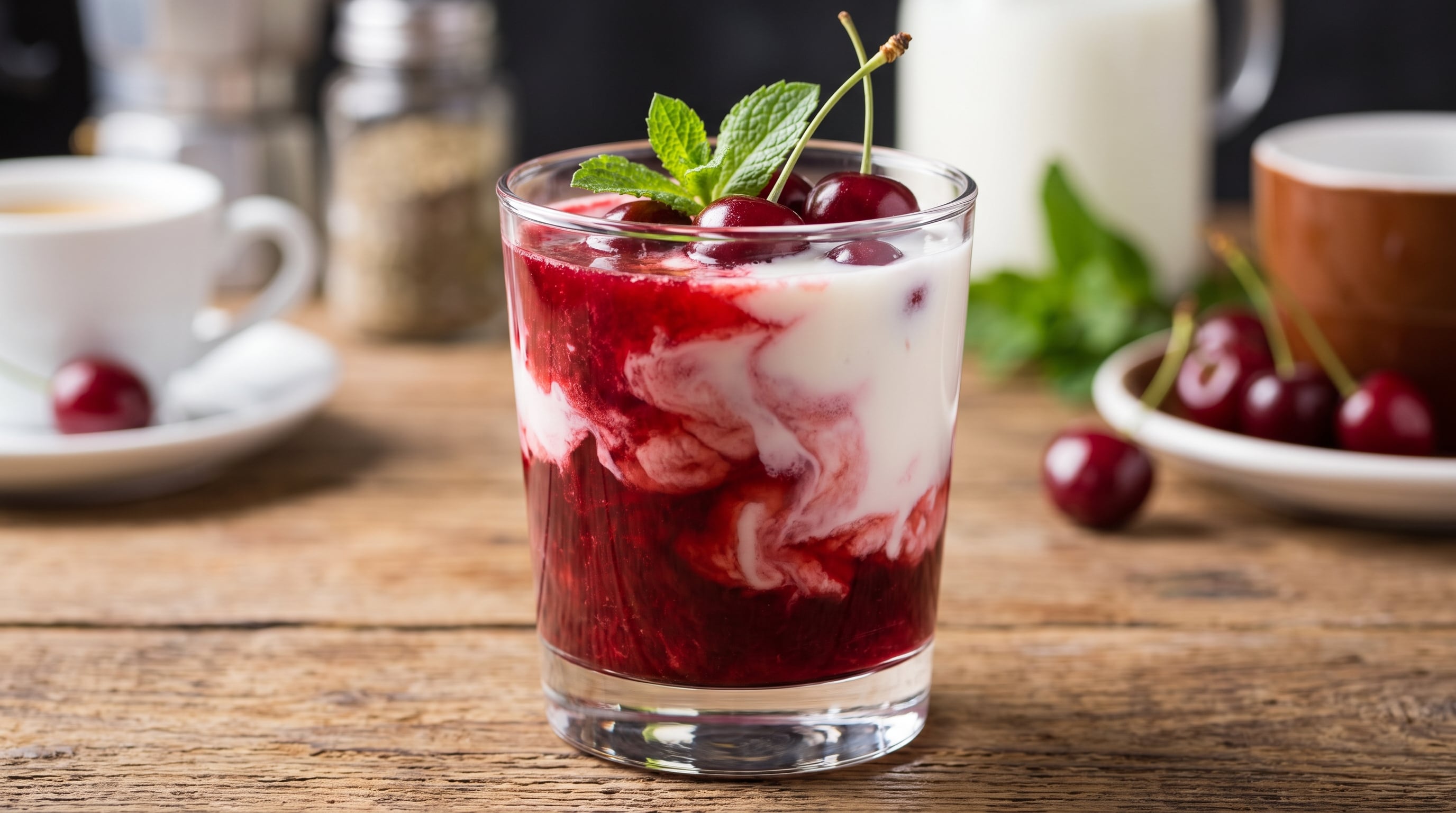 El kéfir natural suma proteína y grasa al jugo de cerezas ácidas, lo que ralentiza la absorción de carbohidratos y evita añadir azúcar al postre nocturno (Imagen Ilustrativa Infobae)