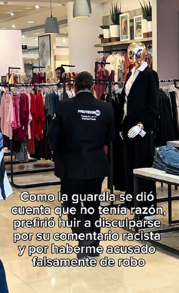 NathalieGW23 contó que cuestionó a una guardia por seguirla y recibió, según su denuncia, una acusación de robo acompañada de una expresión racista. (Captura de pantalla)