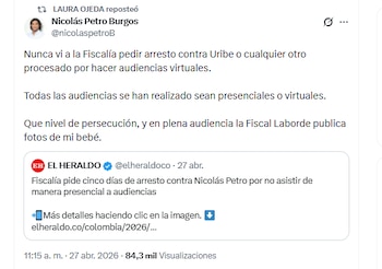 Nicolás Petro Burgos aseguró que está siendo víctima de una persecución por parte de la fiscal Lucy Laborde - crédito @nicolaspetroB/X
