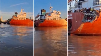 Un buque que transportaba químicos chocó contra un barco petrolero en el puerto de Campana