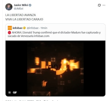 El tuit de Javier Milei