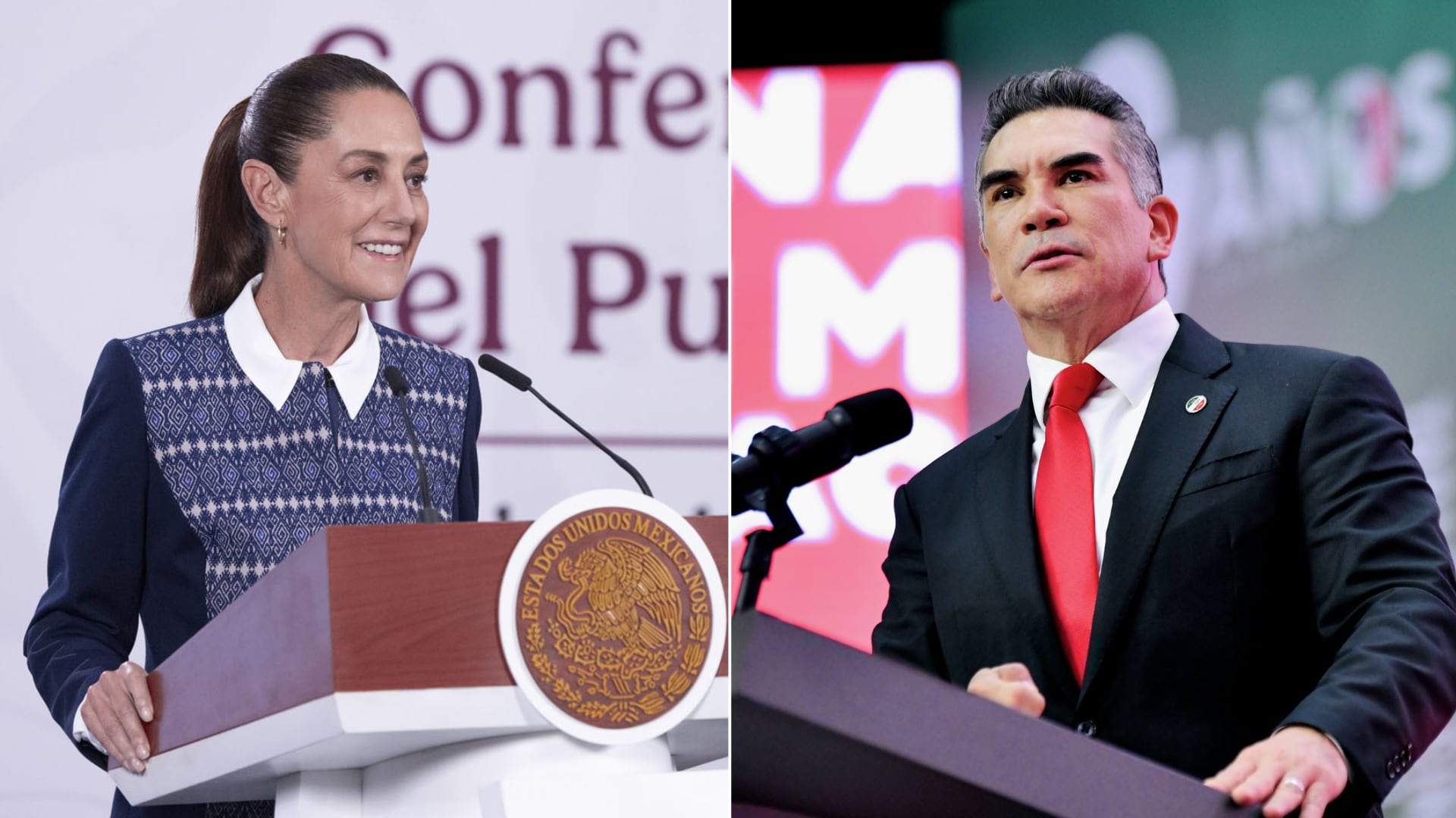 Alejandro Moreno Cárdenas, líder del PRI, se lanza contra decisión de la presidenta Claudia Sheinbaum por asistir a cumbre de líderes progresistas en España. (Fotos: Presidencia/X)