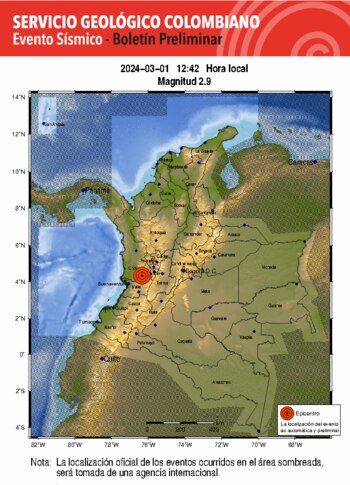 Reporte de sismo en el