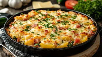 Chayotes rellenos de jamón y