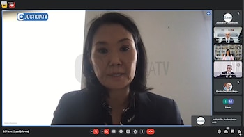 Keiko Fujimori en audiencia de pedido de prisión preventiva. Foto: captura Justicia TV