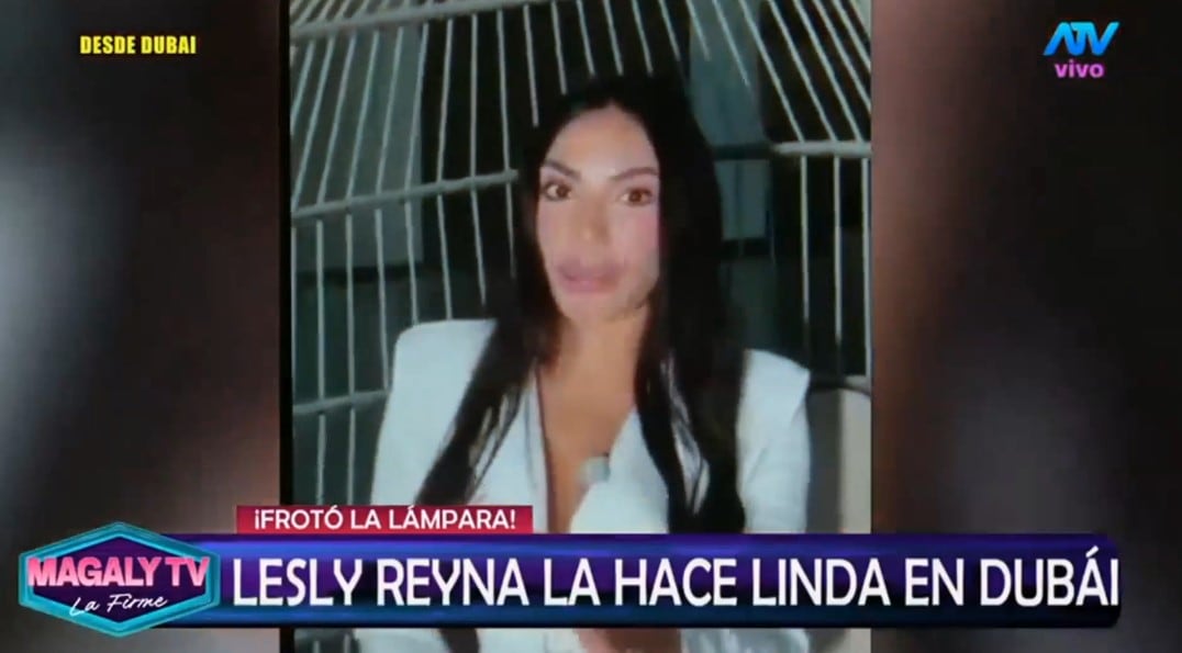 Lesly Reyna responde de qué vive en Dubái tras mostrar Lamborghinis, yates y joyas de lujo. Captura: Magaly TV La Firme.