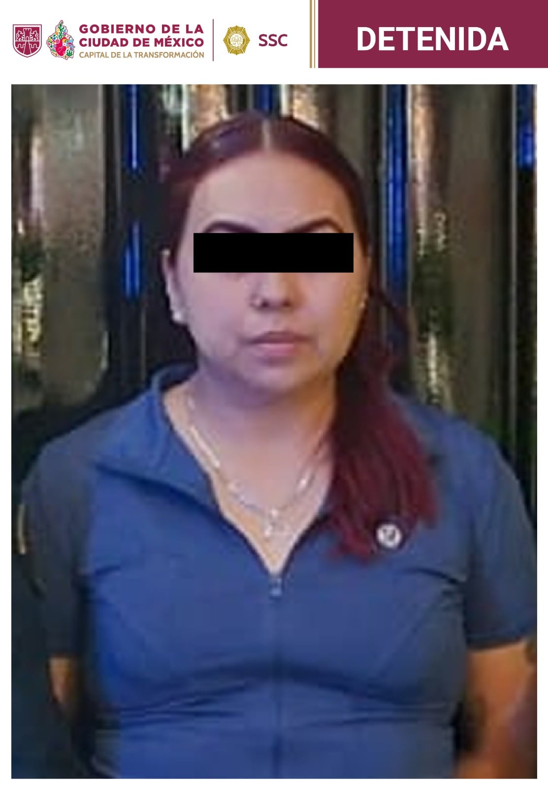 Policías de la SSC le hallaron además 16 sellos de golpe y hojas con imágenes de billetes de USD 100 tras ser señalada por la encargada de un local comercial. Créditto; SSC