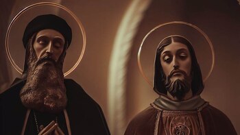Majestuosidad de santos católicos en el arte barroco de vidrieras en catedrales. Todos los días hay una celebración onomástica. (Imagen ilustrativa Infobae)