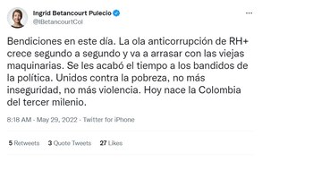 Ingrid Betancourt sobre la jornada