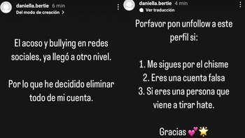 Comunicado de Daniella Bertie, sobrina