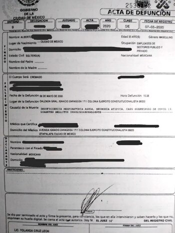acta de defunción covid