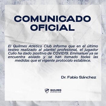 comunicado quilmes emmanuel culio positivo
