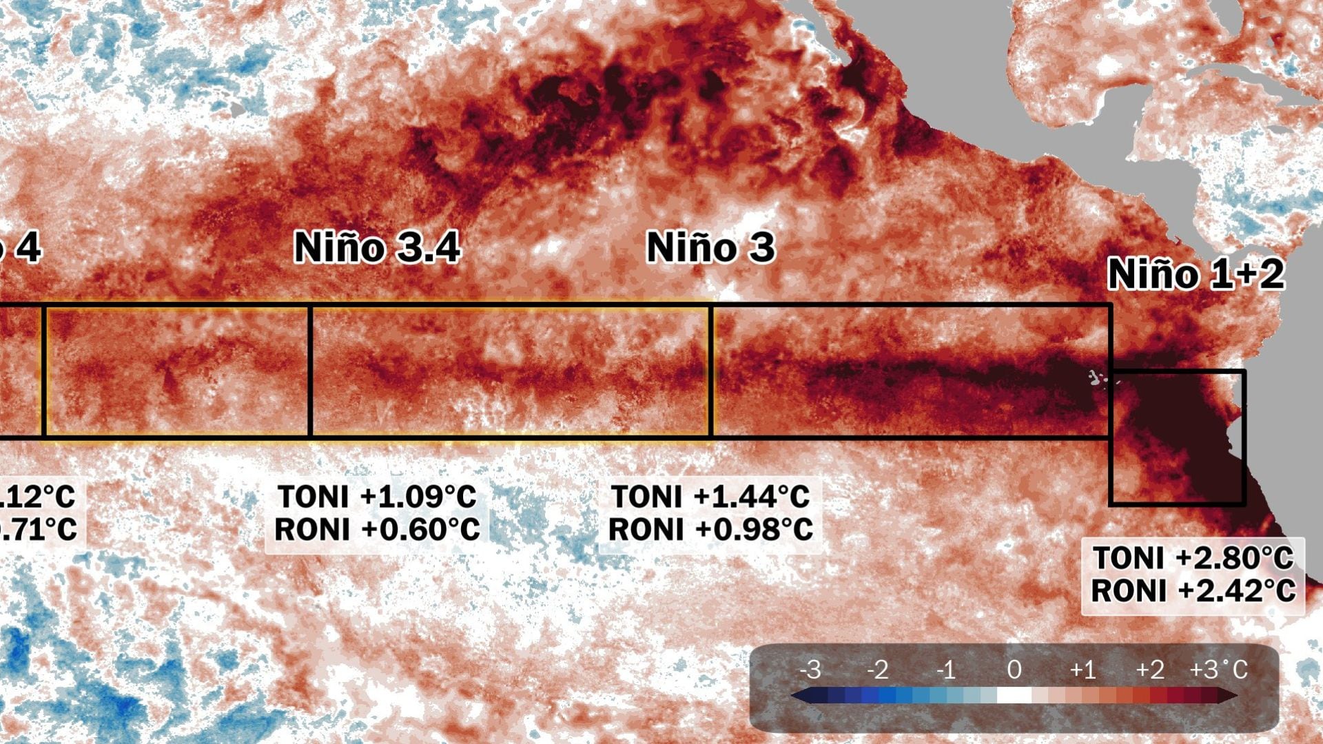 El Niño Costero se fortalece cerca de Perú con el índice Niño 1+2 acercándose a +3°C y temperaturas del mar de hasta 6,4°C sobre el promedio. (Ben Noll / The Washington Post)