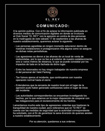 "El Rey" emitió un comunicado