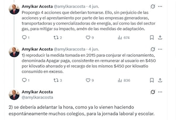 Amylkar Acosta, exministro de Minas y Energía, dijo que es necesario adelantar la hora laboral - crédito @amylkaracosta/X
