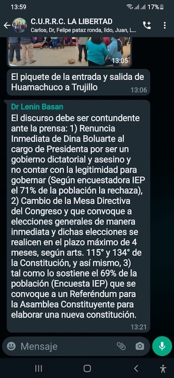 Chats del excongresista Lenin Bazan