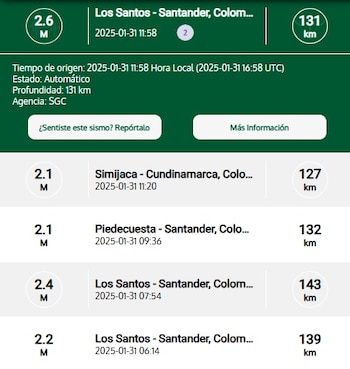 Los Santos registró varios sismos