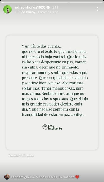 Edison Flores comparte conmovedor mensaje