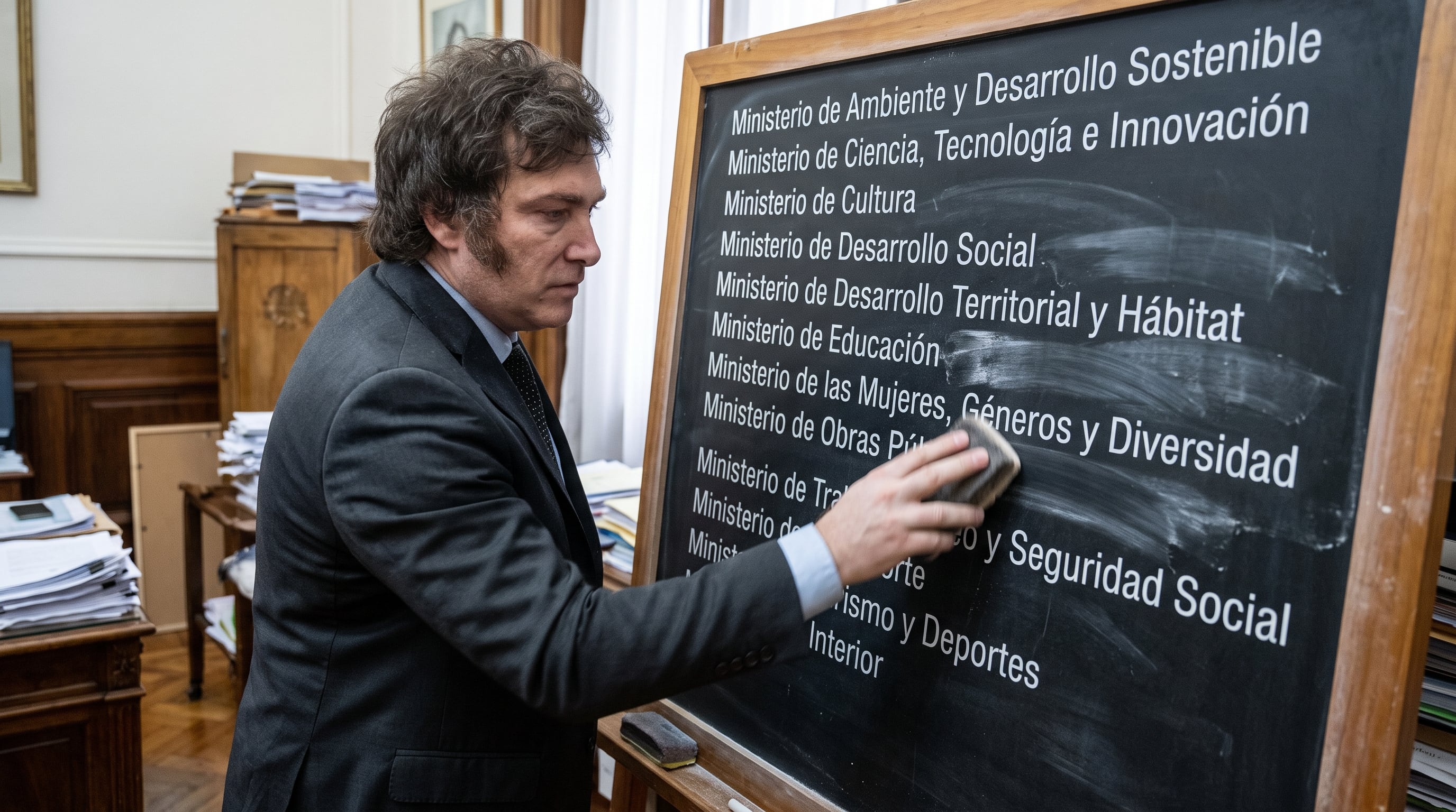 El presidente Milei eliminó 12 ministerios luego de asumir, en noviembre de 2023. (Imagen Ilustrativa Infobae)