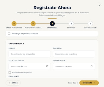 Más de 115.000 registros alcanzó el Banco de Talentos de la Patria Milagro, según el equipo de transición de Abelardo De la Espriella - crédito Banco de talentos patria milagro