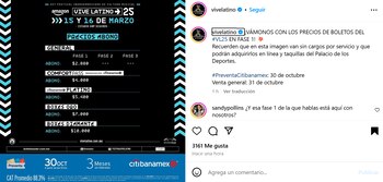 Precios del Vive latino Edición