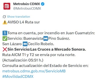 Avance en tiempo real de las diversas líneas de la red de transporte público capitalino.