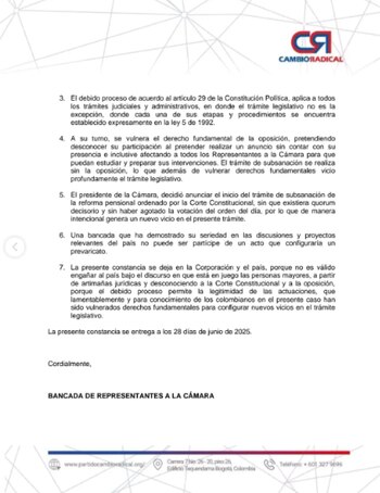 Cambio Radical se retira de