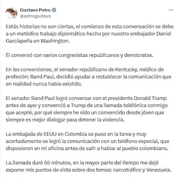 Petro negó que el contacto