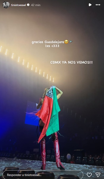 La despedida de Tini de Guadalajara con la bandera mexicana