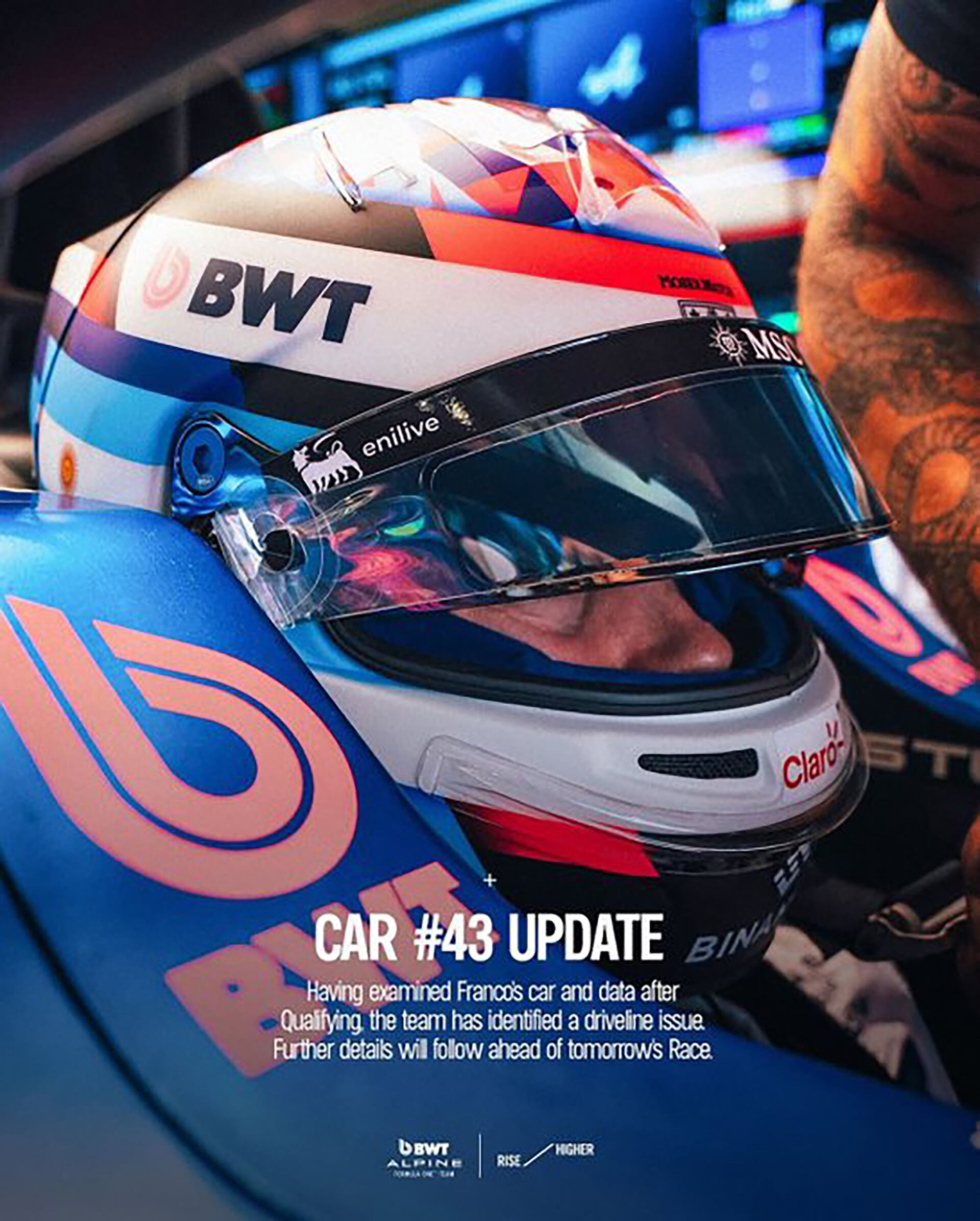 El comunicado de Alpine sobre el problema del monoplaza de Colapinto