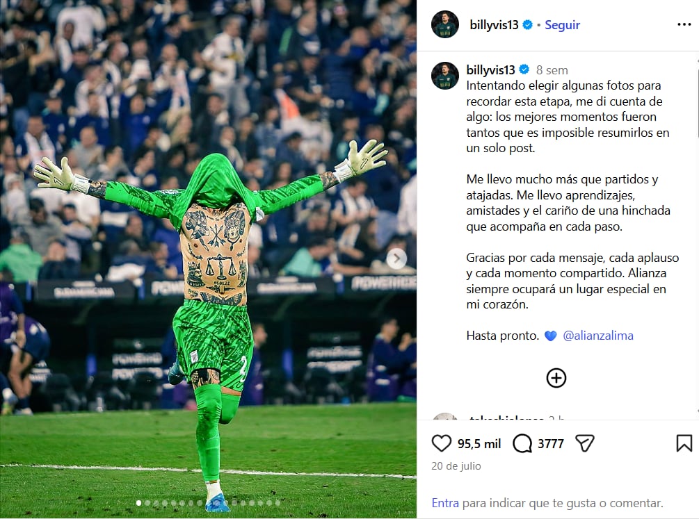 La conmovedora despedida de Guillermo Viscarra de Alianza Lima.